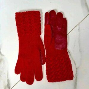 Vintage red knitted gloves SZ M - L